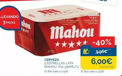 Oferta de Mahou - Cerveza 5 Estrellas Lata por 6€ en Supermercados La Despensa