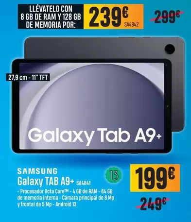 Oferta de Ram - Galaxy Tab A9+ por 239€ en Beep