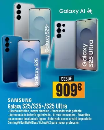 Oferta de Samsung - Galaxy S25/s25+/s25 Ultra por 909€ en Beep