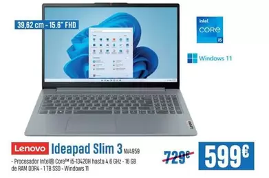 Oferta de Lenovo - Ideapad Slim 3 por 599€ en Beep