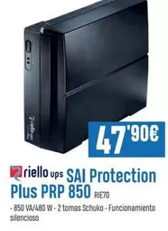 Oferta de Riello - Ups/ Sai Protecion Plus Prp 850 por 47,9€ en Beep