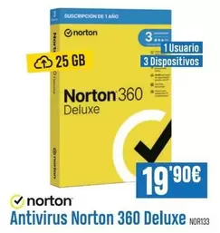 Oferta de Norton - Antivirus  360 Deluxe por 19,9€ en Beep