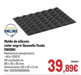 Oferta de Pavoni - Molde De Silicona Color Negro: Quenelle Tonda por 39,89€ en Makro