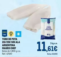 Oferta de Makro - Tubo De Pota 20/25c Sin Ala Argentina por 11,61€ en Makro