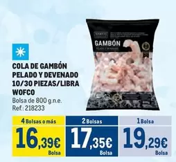 Oferta de Wofco - Cola De Gambon Pelado Y Devenado 10/30 Piezas/libra por 19,29€ en Makro