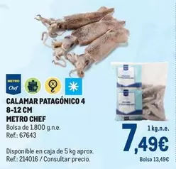 Oferta de Chef - Calamar Patagonico 4 8-12 Cm por 7,49€ en Makro