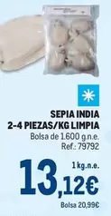 Oferta de Sepia India 2-4 Piezas/kg Limpia por 13,12€ en Makro