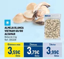 Oferta de Altamar - Almeja Blanca Vietnam 60/80 por 3,99€ en Makro