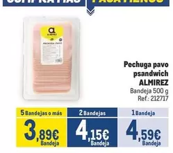 Oferta de Almirez - Pechuga Pavo Psandwich por 4,59€ en Makro