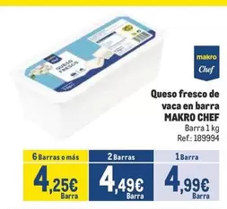 Oferta de Makro - Queso Fresco De Vaca En Barra por 4,99€ en Makro