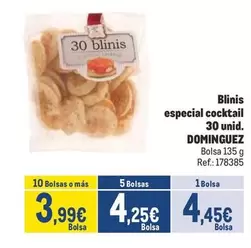 Oferta de Dominguez - Blinis Especial Cocktail 30 Unid. por 4,45€ en Makro