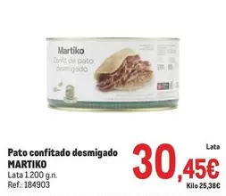 Oferta de Martiko - Pato Confitado Desmigado por 30,45€ en Makro