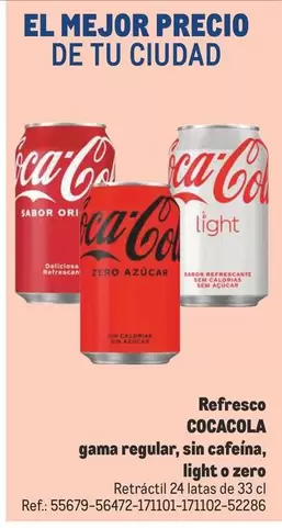 Oferta de Coca-Cola - Refresco Gama Regular, Sin Cafeina, Light O Zero en Makro