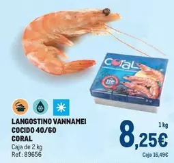 Oferta de Coral - Langostino Vannamei Cocido 40/60 por 8,25€ en Makro