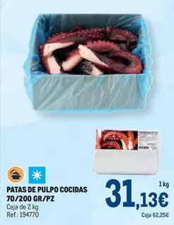 Oferta de Pulpo - Patas De  Cocidas por 31,13€ en Makro