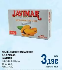 Oferta de Javimar - Mejillones En Escabeche 8-12 Piezas por 3,19€ en Makro