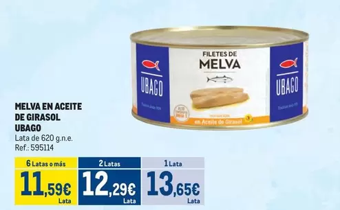 Oferta de Ubago - Melva En Aceite De Girasol por 13,65€ en Makro