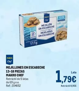 Oferta de Makro - Mejillones En Escabeche 13-18 Piezas por 1,79€ en Makro