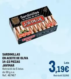 Oferta de Javimar - Sardinillas En Aceite De Oliva 14-22 Piezas por 3,19€ en Makro