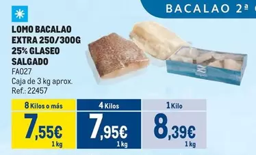 Oferta de Salgado - Lomo Bacalao Extra 250/300g 25% Glaseo por 8,39€ en Makro