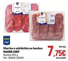 Oferta de Makro - Chorizo O Salchichon En Lonchas por 7,75€ en Makro