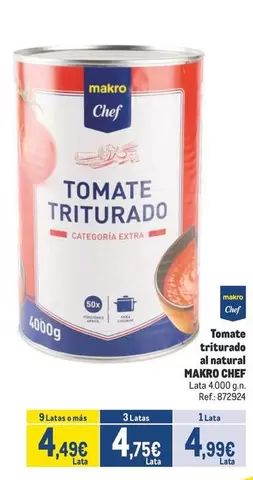 Oferta de Makro - Tomate Triturado Al Natural por 4,99€ en Makro