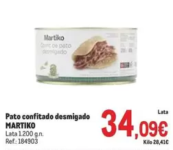 Oferta de Martiko - Pato Confitado Desmigado por 34,09€ en Makro