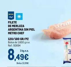 Oferta de Chef - Filete De Merluza Argentina Sin Piel por 8,49€ en Makro