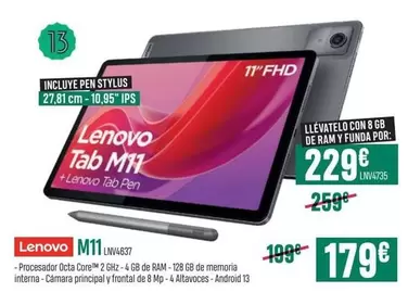 Oferta de Lenovo - Tab M11 por 179€ en PCBox