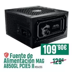 Oferta de Fuente De Alimentacion MAG 1296 A850GL PCIE5 II  por 109,9€ en PCBox