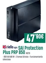 Oferta de Riello Ups - SAI Protection Plus PRP 850 RIE70  por 47,9€ en PCBox