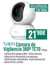 Oferta de Tapo -  Cámara De Vigilancia 360° TC70  por 21,9€ en PCBox