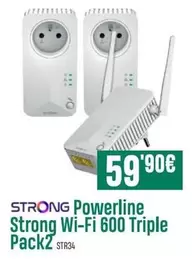 Oferta de Strong -  Powerline  Wi-Fi 600 Triple Pack2 por 59,9€ en PCBox