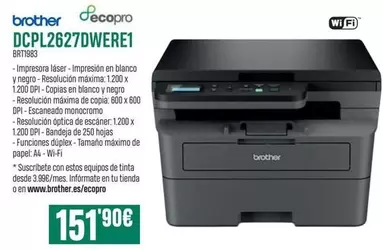 Oferta de Brother - Ecopro DCPL2627DWERE1  por 151,9€ en PCBox