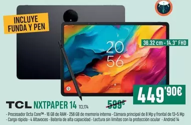 Oferta de TCL - Nxtpaper 14 TCL174 por 449,9€ en PCBox