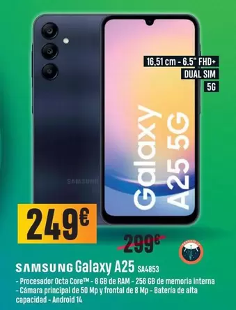 Oferta de Samsung - Galaxy A25 5G por 249€ en PCBox