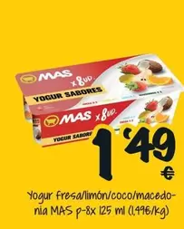 Oferta de Mas - Yogur Fresa/limón/coco/macedo-nia  P-8x por 1,49€ en Cash Fresh