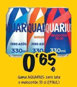 Oferta de Aquarius - Zero Lata O Melocoton por 0,65€ en Cash Fresh