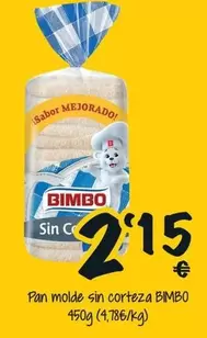 Oferta de Bimbo - Pan Molde Sin Corteza por 2,15€ en Cash Fresh