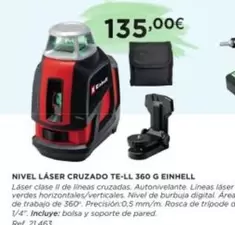 Oferta de Einhell - Nivel Láser Cruzado TE-LL 360 G por 135€ en Coferdroza