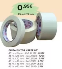 Oferta de Cinta Pintor Krepp 60° por 0,95€ en Coferdroza