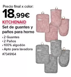 Oferta de Kitchenaid - Set De Guantes Y Panos Para Horno por 18,99€ en Costco