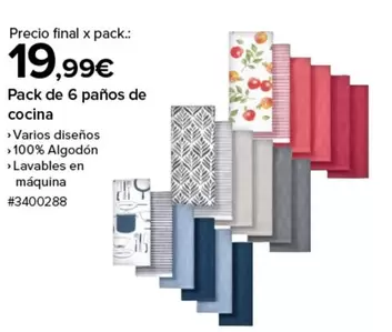 Oferta de Pack De 6 Paños De Cocina por 19,99€ en Costco