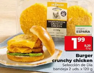 Oferta de Seleccion De Dia - Burger Crunchy Chicken por 1,99€ en Dia