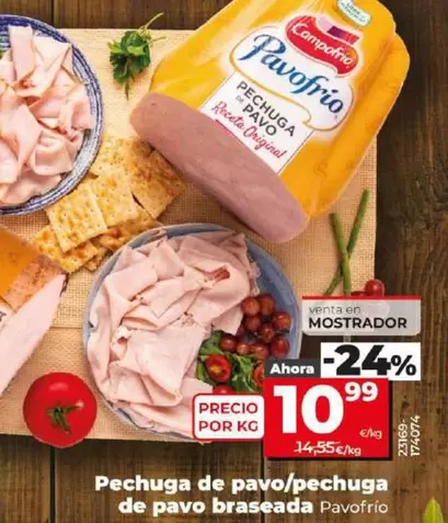 Oferta de Pavofrío - Pechuga De Pavo/Pechuga De Pavo Braseada por 10,99€ en Dia