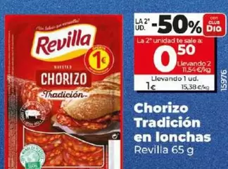 Oferta de Revilla - Chorizo Tradición En Lonchas por 1€ en Dia