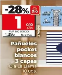 Oferta de Dia La Llama - Panuelos Pocket Blancos 3 Capas por 1€ en Dia