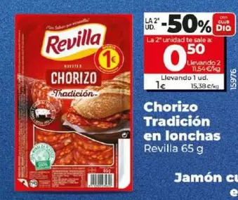 Oferta de Revilla - Chorizo Tradicion En Lonchas por 1€ en Dia