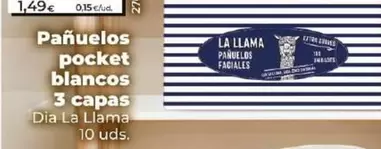 Oferta de Dia La Llama - Panuelos Pocket Blancos 3 Capas por 1€ en Dia