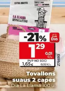 Oferta de Dia La Llama - Servilletas Suaves 2 Capas por 1,29€ en Dia